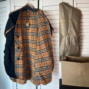 NWT Burberry Reversible Wool Poncho/Cape
